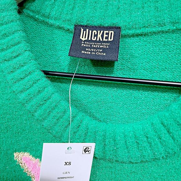 WICKED x Target Graphic Logo Sweater Green Pink Paul Tazewell NWT Womens XS - Picture 7 of 9